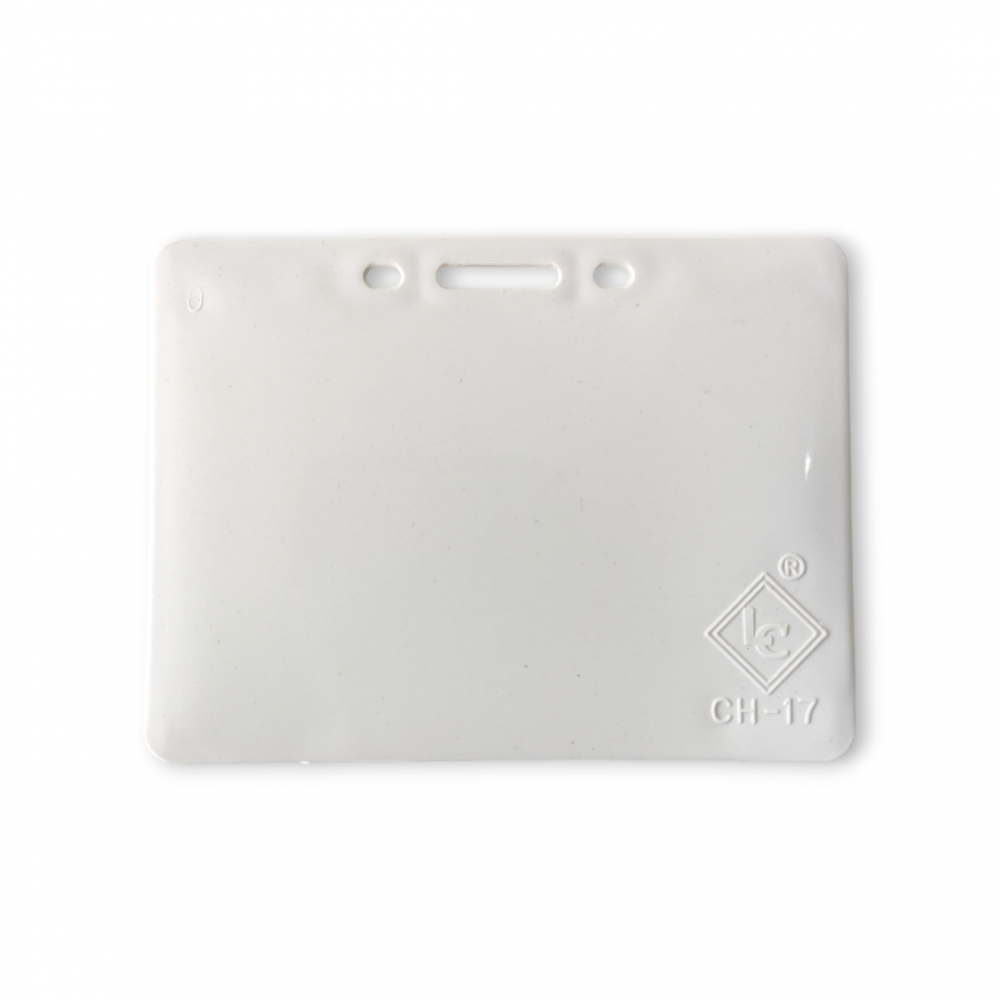 One Side Sticky White Horizontal ID Card Holder CH-17